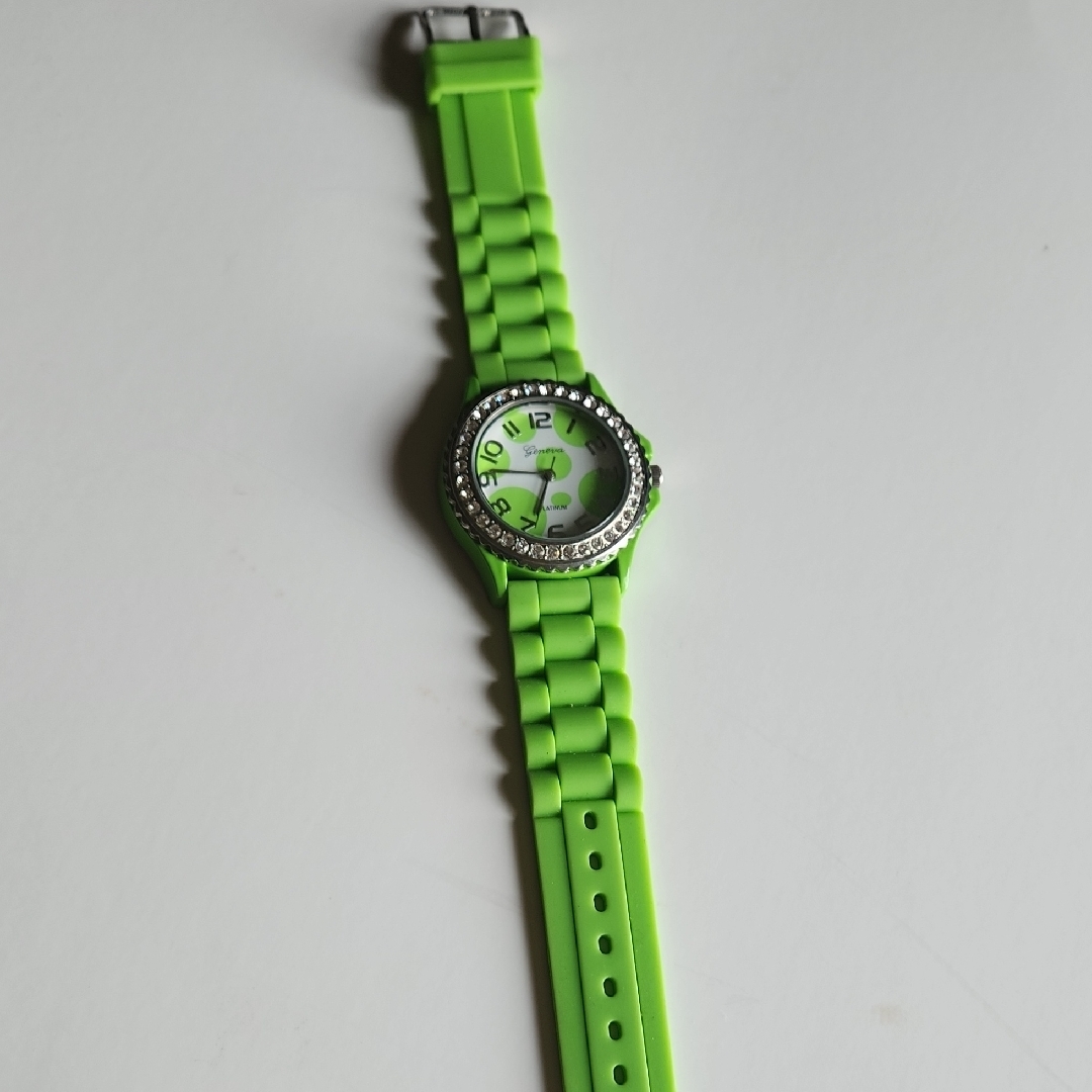 Geneva Vibrant Green Watch With Rhinestone Bezel